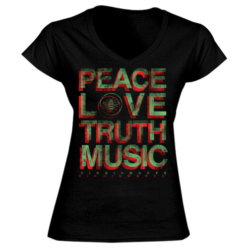 PEACE LOVE TRUTH MUSIC - GD78 Softstyle® Ladies' V-Neck T-Shirt Thumbnail