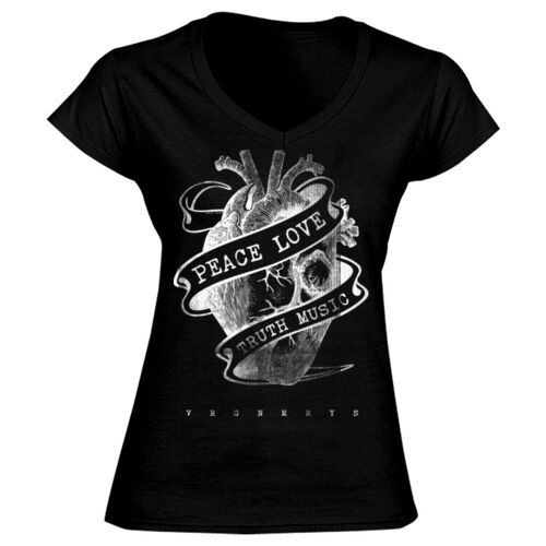 PEACE LOVE TRUTH MUSIC (HEART TATTOO) - GD78 Softstyle® Ladies' V-Neck T-Shirt Thumbnail